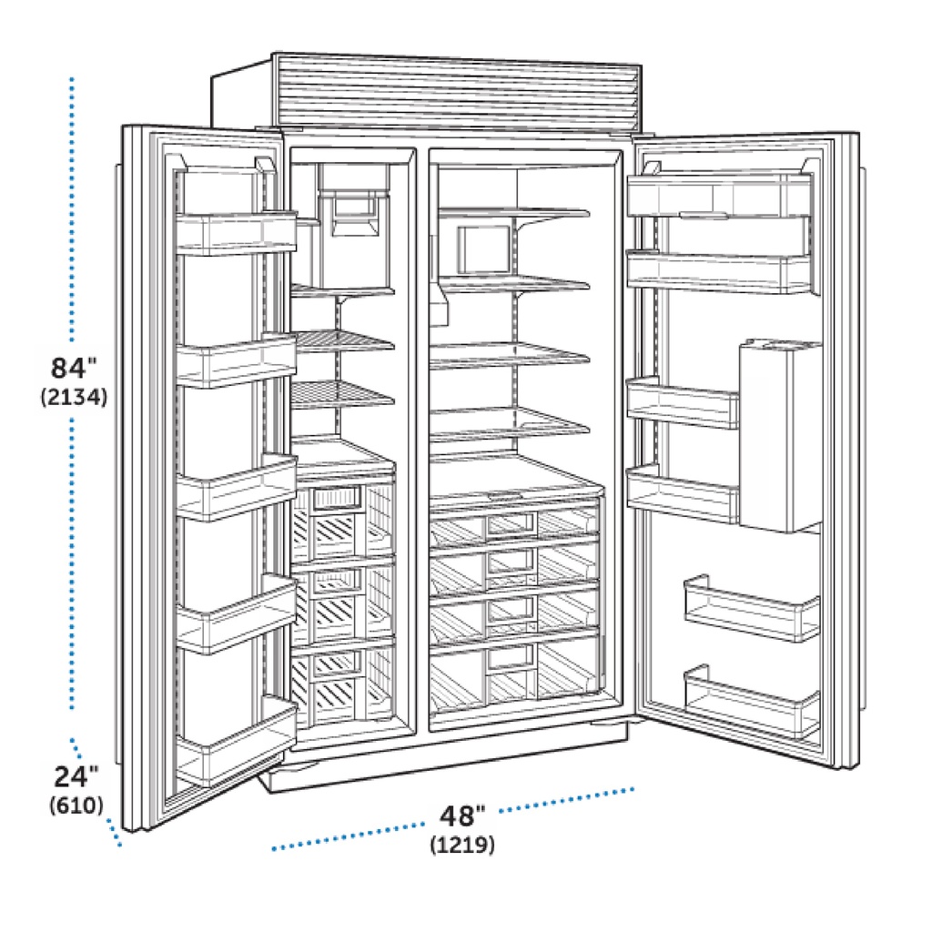 Refrigerador Side-by-Side con Dispensador 48", Sub-Zero 