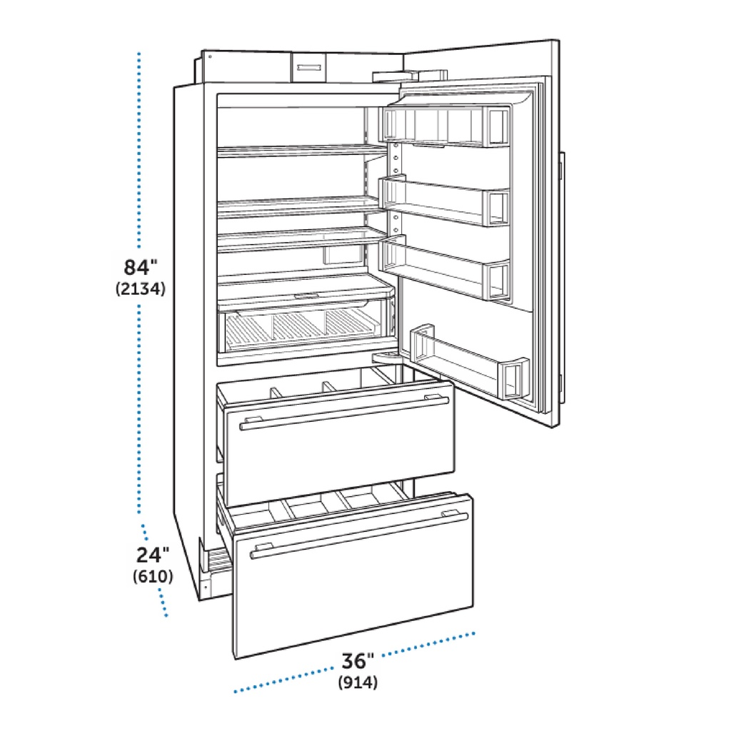 Refrigerador Alto con Dispensador Interno 36",Sub-Zero 